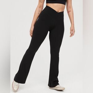 Aerie OFFLINE Real Me High Waisted Crossover Rib Super Flare Legging